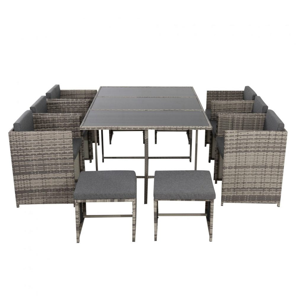 Toorak Deluxe 11 Piece Outdoor Dining Set - Grey